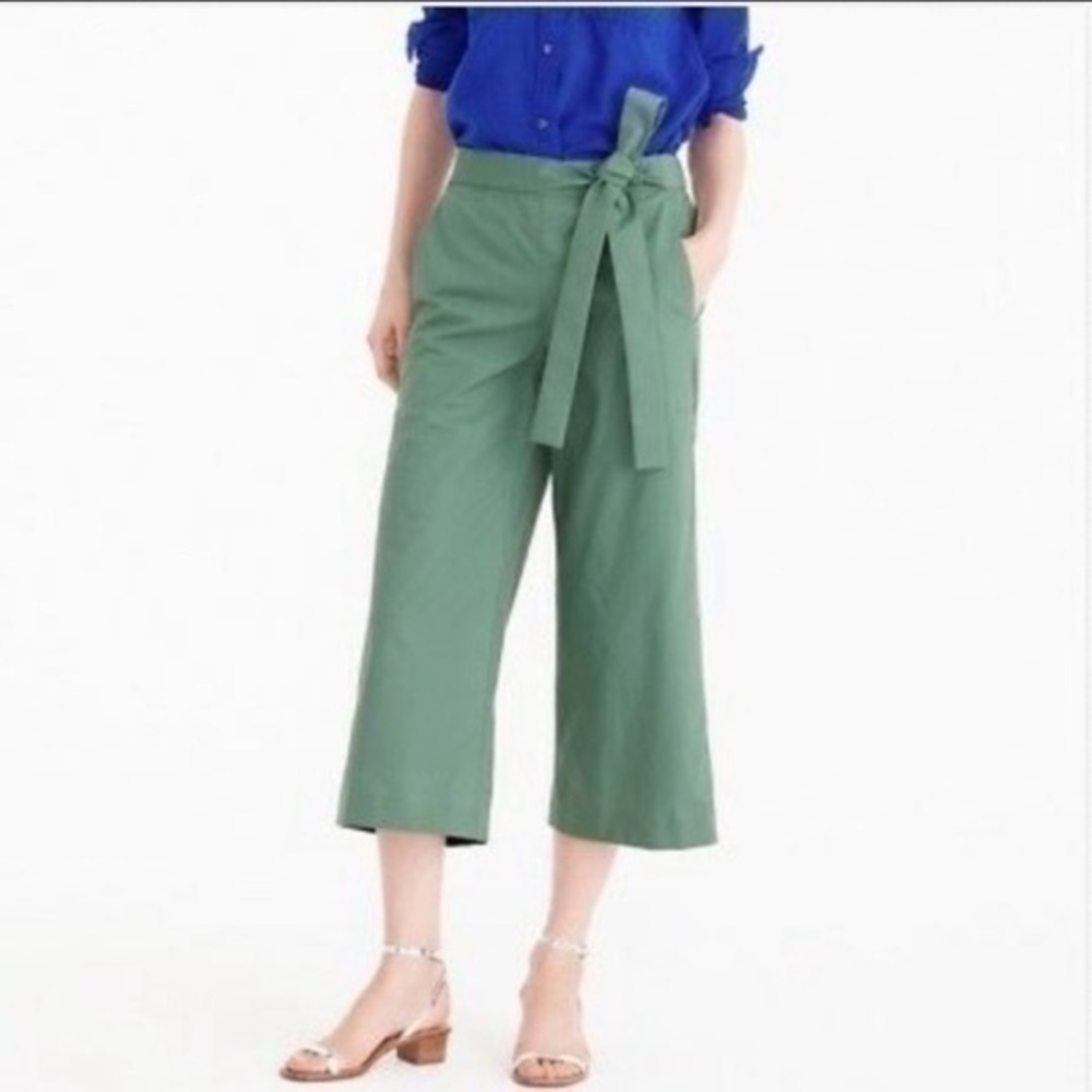 J. Crew Olive Green Wide Leg Capri Pants size 2